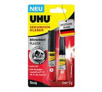 UHU Super glue in a flash, plastic, lightning-fast 2-phase super glue for bonding all standard plastics, 2 g + 3 ml