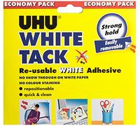UHU white tack - extra value economy pack - one block white - removable and permanent adhering on wood, cement, glass, metal, plastic and porcelain