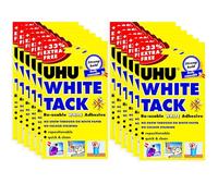 UHU White Tack - Sticky Reusable Adhesive Putty - Pack of 12