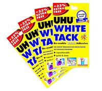 UHU White Tack - Sticky Reusable Adhesive Putty - Pack of 4