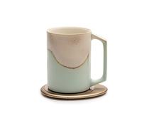 Ui Artist Collection Self-Heating Mug Set - Mint Glacier | 12 fl oz / 355 mL Handcrafted Ceramic Coffee & Tea Mug with Heating Pad