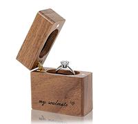 UI U & I Wooden Engagement Ring Box Small Slim Flat Ring Case Box for Proposal, Wedding