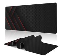 Uiaoiais Gaming Mouse Pad,Black Red Honeycomb Technology Desk Pad,31.5""X15.7"" Extended Gaming Mouse Pad Mat with Stitched Edge Non-Slip Base Big Mouse Pad for Office Keyboard Laptop, Large