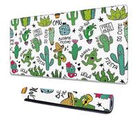 Uiaoiais Large Extended Mouse Pad Art Cartoon Cactus Desk Mat,Large Gaming Mouse Pad,Big Desk Pad with Thick Stitched Edges Suit for Home Office or Gaming 35.4x15.7 Inch