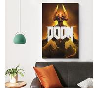 UIASDICX Video Game Doom Poster Poster Decorative Painting Canvas Wall Posters And Art Picture Print Modern Family Bedroom Decor Posters 08x12inch(20x30cm)