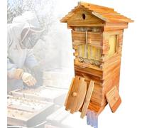 UIBAO Bee Hives Starter Beekeeping Kits Flowing Honey Bee Hive Box Starter Kit, with 4 bee Frames and 6 Honeycomb Trays for Backyard Beekeeping Cabin Style Beehive