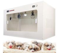 UIBAO Heated Pet Incubator Brooder, Large Transparent Nursery Box with Ceramic Heating Lamp & LED Light, Intelligent Climate Control for Critical Newborn Puppy Kittens Care 80 * 50 * 50cm
