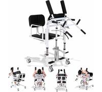 UIBAO Hydraulic Patient Lift Chair with Assisted Standing - Adjustable Lifting Height Nursing Wheelchair, 180° Split Seat, Detachable Cushion & Potty, Max Load 440Lbs for Elderly Transport Black