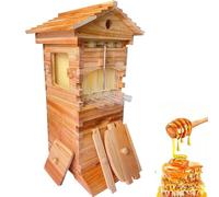 UIBAO Self-Flowing Wooden Beehive Starter Kit with Observation Window and Honey Spout,Complete Beekeeping Supplies,Easy Assembly Hive,Simplify Honey Extraction for Backyard Beekeepers