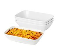UIBFCWN 13.5oz Ceramic Baking Dish 4 Pack, 7×4.3x1.5 Inch Rectangle Baking Dish Individual Portion Baking Pan for Oven Microwave Air Fryer Toaster Oven, Small Oven to Table Baking Dish - 400ML