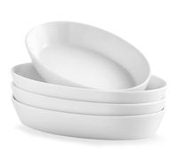 UIBFCWN Au Gratin Baking Dishes, 7.5''x4.5'' Ceramic Oval Baking Dish for Single Serving, Individual Casserole Dishes Oven Safe, Au Gratin Pans for Lasagna & Cobblers, 11.5oz, Set of 4