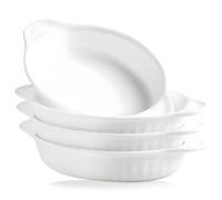 UIBFCWN Ceramic Au Gratin Baking Dishes, Set of 4 Oval Baking Dish Set for 1 or 2 Person Servings, Small Mini Casserole Dish with Double Handle, 8.2x5x1.45 inch
