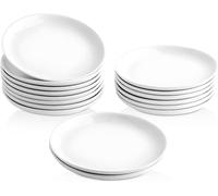 UIBFCWN Ceramic Dessert Plates Set of 16, 14cm Small White Plates for Tapas Appetizer Cake Bread Butter, Mini White Dinner Plate, Round Small Dinnerware Saucer Sets, Ivory