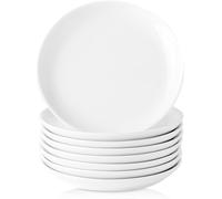 UIBFCWN Ceramic Dessert Plates Set of 8, 14cm Small White Plates for Tapas Appetizer Cake Bread Butter, Mini White Dinner Plate, Round Small Dinnerware Saucer Sets, Ivory