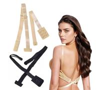 UICCVOKK 2 Pairs of Low Back Bra Converters, Low Back Adjustable Women's Bra Extenders Backless Bra Extenders, 2 Hook & Loop Closures 2 Colours of Elastic Bra Straps for Backless Dresses Nude Black