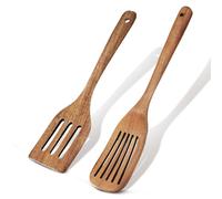 UICCVOKK 2 Pcs Wooden Spatulas for Cooking, Wooden Spoon, Slotted Turner Flat Wood, Kitchen Wok Spatulas for Mixing Frying Fish SpatulaEgg Flipper Turner Kitchen Utensil Pancake Cooking
