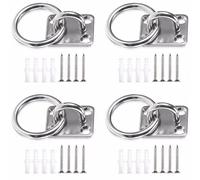UICCVOKK 4 Pcs Horse Tie Up Ring, Tie Ring for Equestrian, Tie Rings for Horses, Hay Nets Rings for Horses, Metal Stable Chains Horses, Hanging Chain Rings with Plugs and Screws