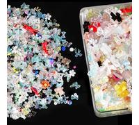 UICCVOKK 400 Pcs Nail Charms, Nails Art Charms, 3D Heart Star Bow with Rhinestones Cherry Nail Gems for DIY Crafts Nails Art Accessories