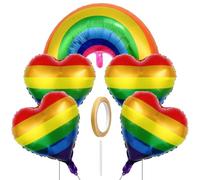 UICCVOKK 5Pcs Pride Balloons, Rainbow Gay Pride Balloons,Prides Parade Balloon Heart Shaped Love Is Love Prides Day Decoration, LGBTQ Lesbian Bisexual Carnival Celebration Favor (18Inch)