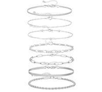 UICCVOKK 7Pcs Ankle Bracelets for Women, Adjustable Waterproof Anklets for Women, Dainty Layered Ankle Bracelets, Beach Ankles Set for Summer Festivals and Everyday Life