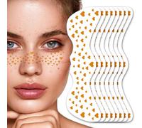 UICCVOKK 8 Pcs Glitter Freckles, Face Tattoos, Sparkle Freckle, Temporary Tattoo, Gold Stardust Speckles & Sparkle Freckle Patches,Face Glitter Make Up Speckles Set for Halloween, Music, Masquerade