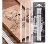 UICCVOKK Charcoal Drawing Pencils Set, White Charcoal Pencils for Artists, Soft/Medium/Hard(3 Pcs)