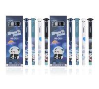 UICCVOKK Erasable Pens,8 Pcs Rub Out Pens with Eraser,Erasable Gel Pens-0.5mmTip,Quick Dry Hot Rub Out Pen Cute Cartoon Panda Pen for School Supplies Cute Stationery Products(Black)