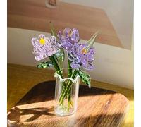 UICerland Glass Small Bouquets, Desktop Decoration, Fresh, Cool Meditation, Stress Reduction Joy, Get Well, Courage Gift (Purple Peonia)
