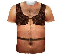 uideazone Mens Short Sleeve T-Shirt Casual 3D Creative Print Crewneck Graphic Tees, Brown, XL