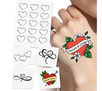 UIDMEN 15 Pcs Personalized Heart Temporary Tattoos, Custom Name Waterproof Tattoo Stickers, Funny Party Favors, Gifts for Birthday, Bachelorette, Wedding, Pool Party, Milestone, Graduation
