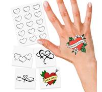 UIDMEN 15 Pcs Personalized Heart Temporary Tattoos, Custom Name Waterproof Tattoo Stickers, Funny Party Favors, Gifts for Birthday, Bachelorette, Wedding, Pool Party, Milestone, Graduation