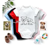 UIDMEN Personalized Baby Onesie with Pet Portrait, Pet Themed Bodysuit, Custom Dog and Cat Photo, New Best Friend Onesie, Newborn Baby Shower Gifts, Gifts for New Dad Mom, Mother's Day Birthday