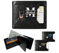 UIDMEN Personalized Bat ID Wallet with Name, PU Leather Wallet for Men, Face Eyes Cutout Card Holder, Multiple Card Slots and Cash Compartment, Gifts for Grandpa, Dad, Husband, Father's Day Xmas Gifts