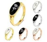 UIDMEN Personalized Birth Flower Ring for Women, 925 Sterling Silver Custom Mothers Ring, Customized Birth Month Flower for Women Mothers Day Birthday Gifts for Mom Grandma Wife Girlfriend Friend