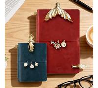 UIDMEN Personalized Charms Leather Journal, Custom Clip and Charms, Refillable Notebook, Genuine Leather Traveler's Journal, Cool Planner, Gifts for Travel Journal, Artist, Women, Men, Family, Friends