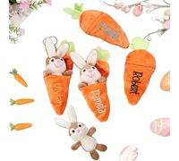 UIDMEN Personalized Easter Plush Bunny Keychain, Little Rabbit Hiding in A Zip-Up Carrot, Custom Embroidered Name, 100% Cotton Stuffed Plush Toy, Easter Basket Stuffers, Gifts for Women, Kids