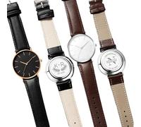 UIDMEN Personalized Engraved Watch with Name, Cutsom Mens Watches, Best Man Gifts from Groom, PU Leather Strap Wristwatch, Men Fashion Business Work Casual Sport Dress Watch, Men Gifts for Christmas