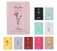 UIDMEN Personalized Graduation Journals For Women, New Chapter Notebook, Custom with Name and Flower, A5 Vegan Leather Notebook, University Gift, Class of 2026 Keepsake, New Beginnings Gift for Her