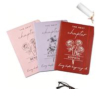 UIDMEN Personalized Graduation Notebook, The Next Chapter Journal, Custom Name and Flower, A5 Vegan Leather Notebook, 200 Pages, Class of 2026 Keepsake, College Graduate Gifts for Son, Daughter