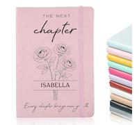 UIDMEN Personalized Graduation Notebook, The Next Chapter Journal, Custom Name and Flower, A5 Vegan Leather Notebook, 200 Pages, Class of 2026 Keepsake, College Graduate Gifts for Son, Daughter