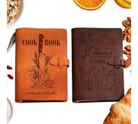 UIDMEN Personalized Leather Recipe Book, 100% Genuine Leather, Custom Recipe Binder, 12 Cover Designs, 6 Cover Colors, Blank Recipe Journal to Write Your Own Recipes, Gifts Mom, Wife, Family, Friend