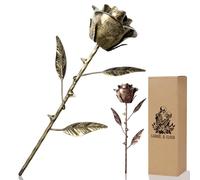 UIDMEN Personalized Metal Rose, 8th & 19th Anniversary Wedding Gift for Her/Him/Wife/Husband/Couples, Custom Bronze Flowers with Date or Initial, Everlasting Rose Gift for Birthday, Christmas, Wedding