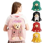 UIDMEN Personalized Name Backpack for Girls Boys, Custom Embroidered Name, Nursery Backpack with Detachable Toy Bear, Back to School Gifts, Birthday Xmas Gifts for Kids, Toddler, Grandchildren