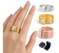 UIDMEN Personalized Name Ring for Women, Stacking Rings with Engraved 2-7 Names, Family Custom Jewelry, Gifts for Mom, Grandma, Wife, Girlfriend, Mother's Day Birthday Wedding Xmas Gifts