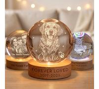 UIDMEN Personalized Pet Memorial Night Light, 3D Photo Crystal Ball, Dog Loss Keepsake, Engraved Picture Lamp, Pet Memorial Gift for Dog Lovers Cat Lovers, Birthday Anniversary Xmas Gifts