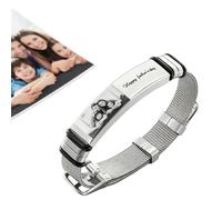 UIDMEN Personalized Photo Bracelet for Men, Free Custom Engraving Photo and Name, Father's Day Present, Hypoallergenic Stainless Steel Adjustable Wristband, Gifts for Husband, Dad, Grandpa, Friends
