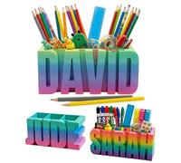 UIDMEN Personalized Rainbow Color Pen Holder, 3D Printed Custom Desk Organizer, Custom Name Pen Holder, Office Gift Idea, Back to School Birthday Teacher's Day Xmas Gifts, Desk Decor Accessory