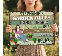 UIDMEN Personalized Retro Garden Metal Sign, Custom Cartoon Character and Name, Funny Garden Decor, Gift for Family, Friends, Women Gardeners, Gardening Lovers, Yard Outdoor Artwork Prints