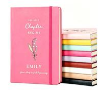 UIDMEN Personalized The Next Chapter Journal, Graduation Notebook, Custom Birth Flower and Name, A5 Vegan Leather Cover, 200 Lined Pages, College Graduate Gifts for Daughter, Class of 2026 Keepsake