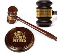UIDMEN Personalized Wood Gavel and Sound Block Set, Custom Judge's Gavel Set, Appreciation Keepsake for Retiree, Gifts for Judge, Lawyer, Auctioneer, Home Desk Decor, Retirement Graduation Gifts